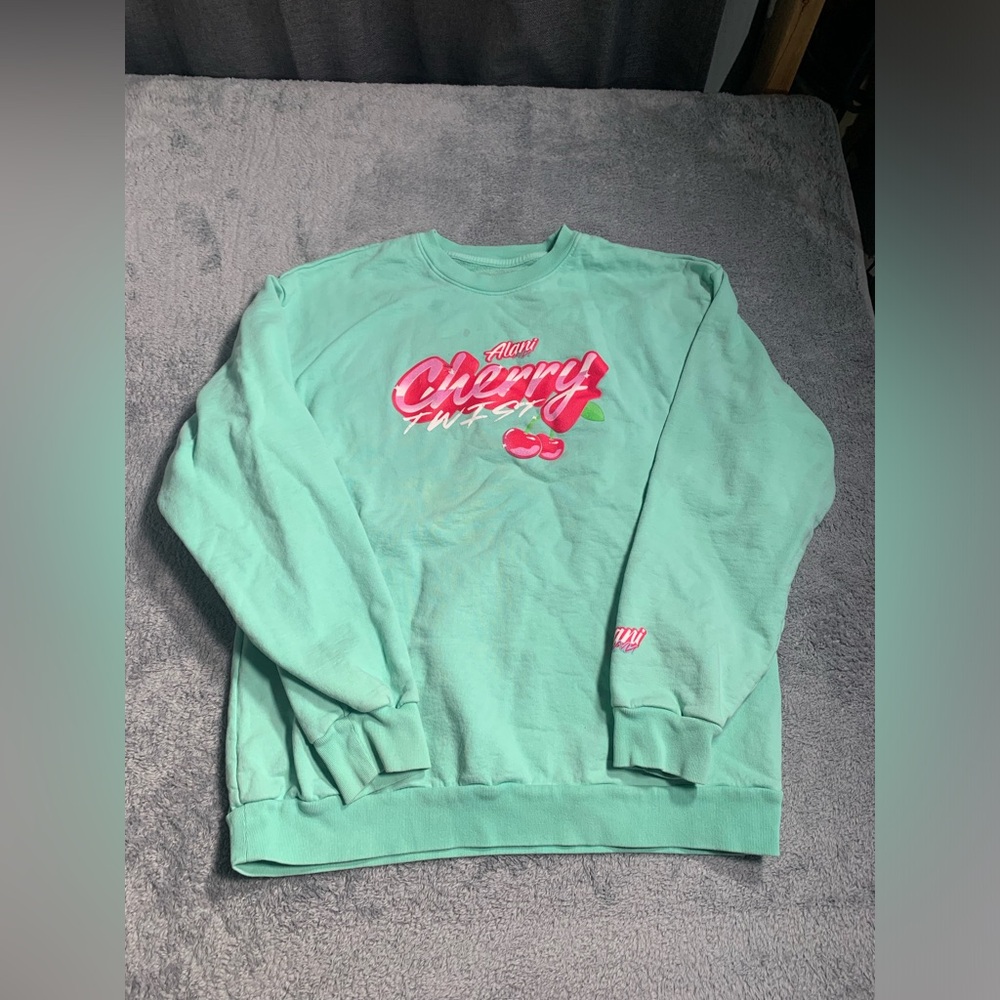 Alani nu energy drink promo cherry twist Mint Green sweatshirt XL rare